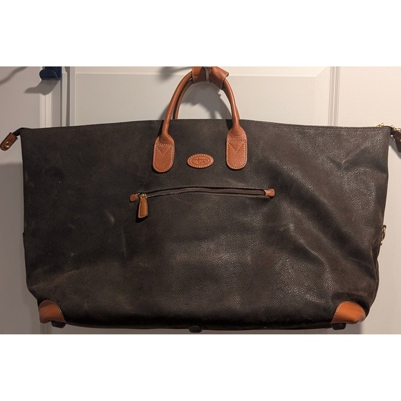 Bric's Brown Pebbled Leather Duffle Bag Travel Weekender Carry-On